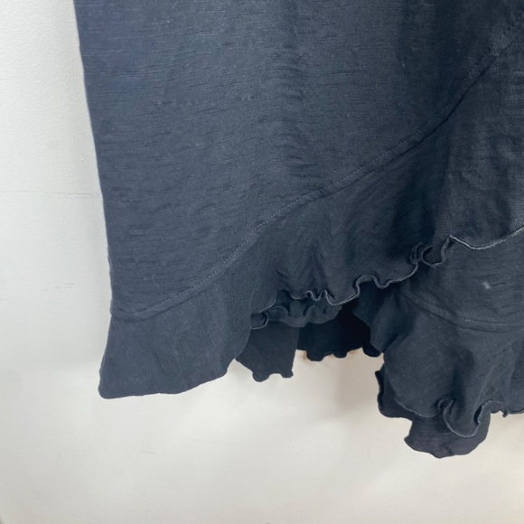 PACT Easy Wrap Dress S Organic Cotton Black Ruffle Beach Minimalist Lightweight - Picture 6 of 12